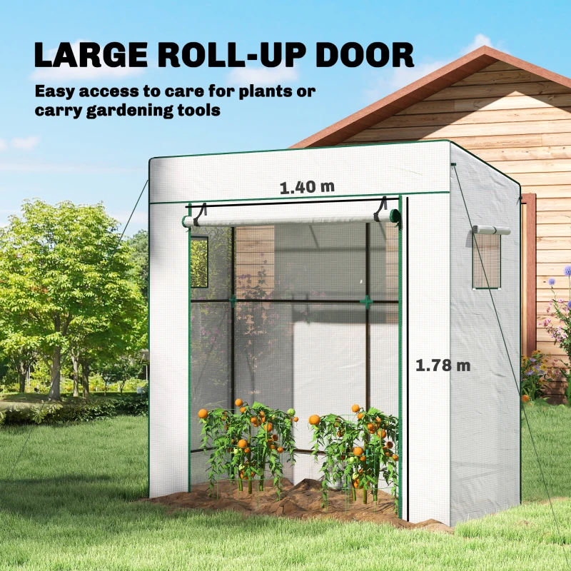 Outsunny PE Cover Walk-in Outdoor Greenhouse, White