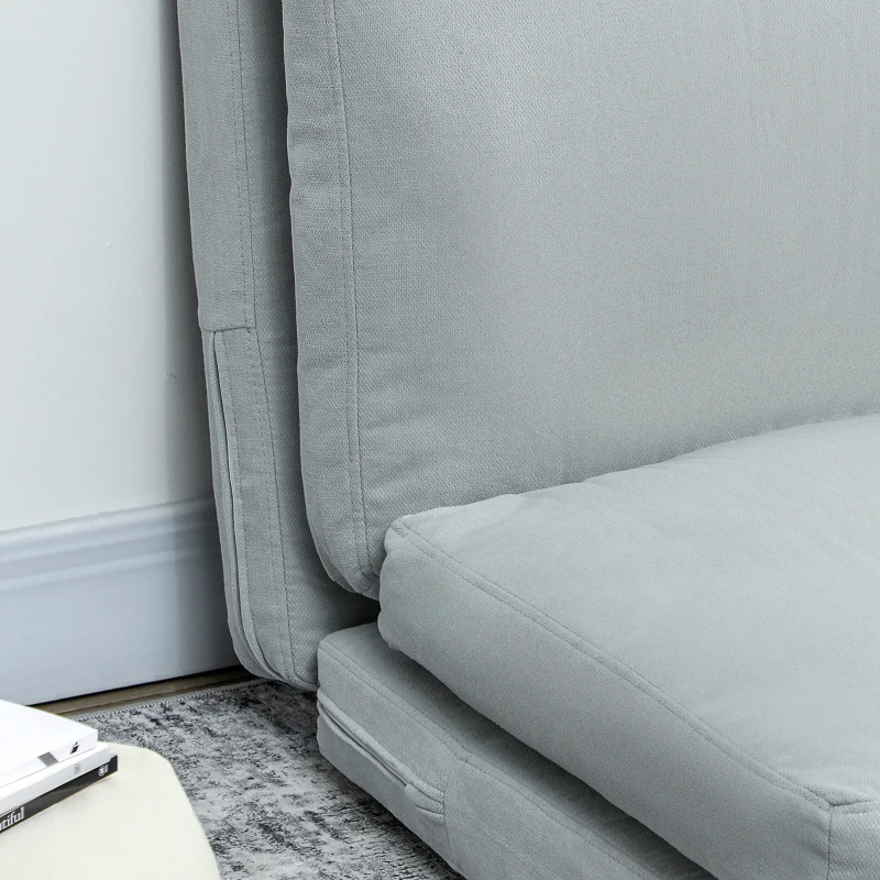 HOMCOM Lazy sofa convertible loveseat foldable in 4 sections, load 240 kg, 137.5 x 85.5 x 74 cm, light gray