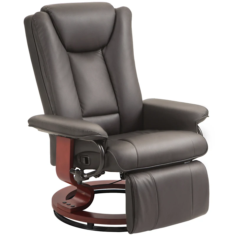HOMCOM Recliner with Lounger Function, Swivel, up to 150 kg, Faux Leather Upholstery, Steel Frame, Brown