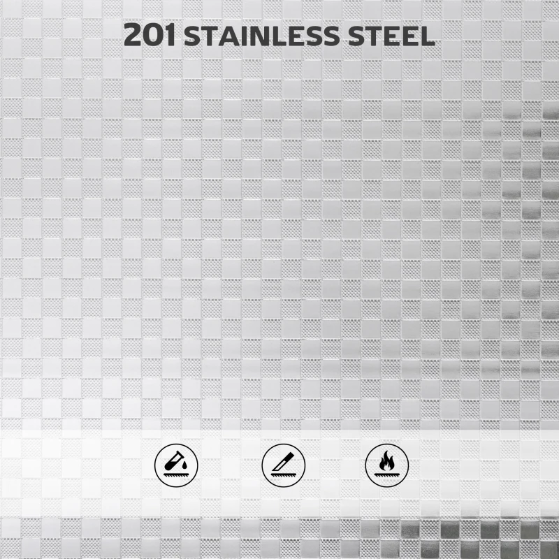 HOMCOM 3 Tier Stainless Steel Kitchen Storage Trolley with Adjustable Shelf - Silver