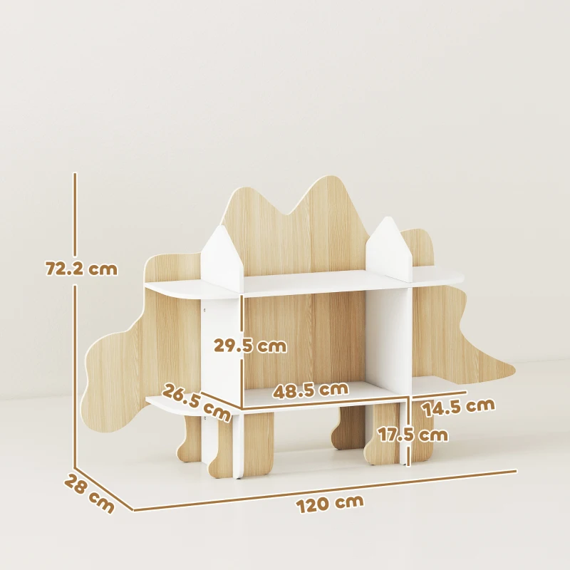AIYAPLAY Libreria per bambini, porta giocattoli e libri, 6 scomparti 120x28x72,2cm Legno naturale