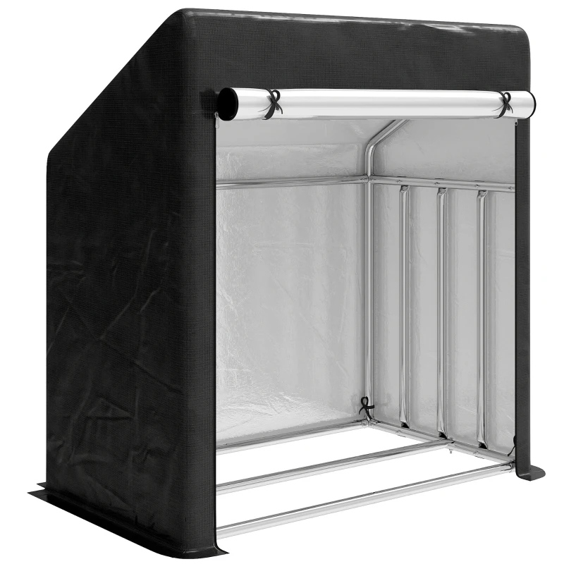 Outsunny Portalegna da Esterno in Acciaio Rinforzato con Copertura Impermeabile, 100x60x110 cm, Nero