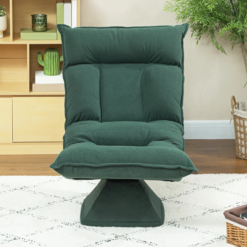 HOMCOM Floor armchair with 5-position adjustable backrest, swivel, modern upholstered chair, Green