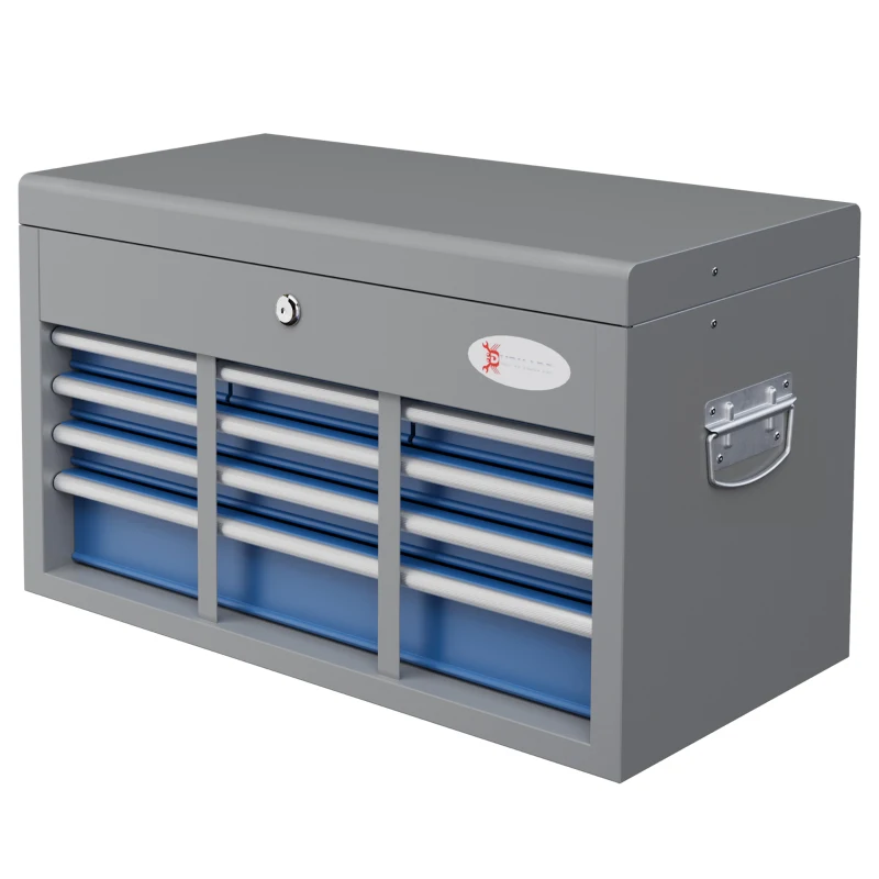 DURHAND Metal toolbox case with 6 drawers and 1 top tray, lockable with 2 keys included, 2 handles