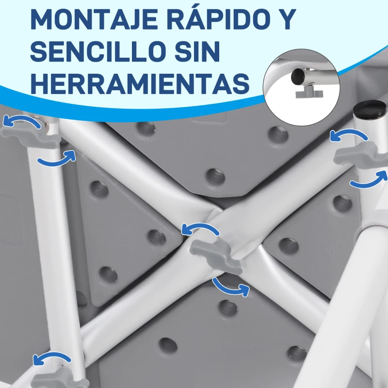 HOMCOM Taburete de Ducha Silla para Ducha con Respaldo Antideslizante Altura Regulable en 8 Niveles Carga 136 kg
