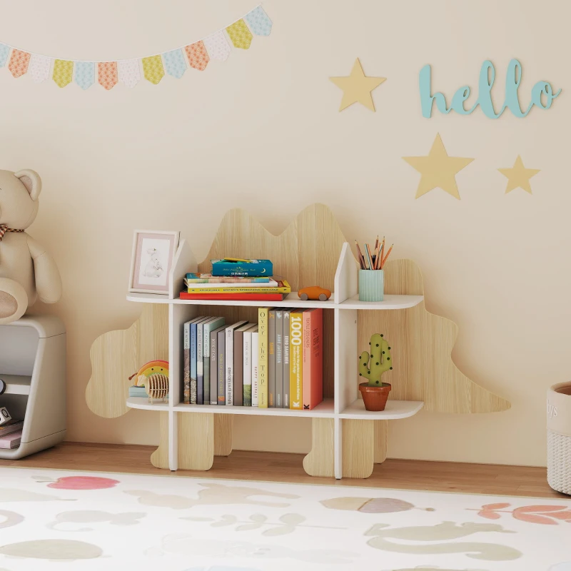 AIYAPLAY Biblioteca infantil mueble de almacenamiento para juguetes y libros 6 compartimentos 120x28x72,2cm madera natural