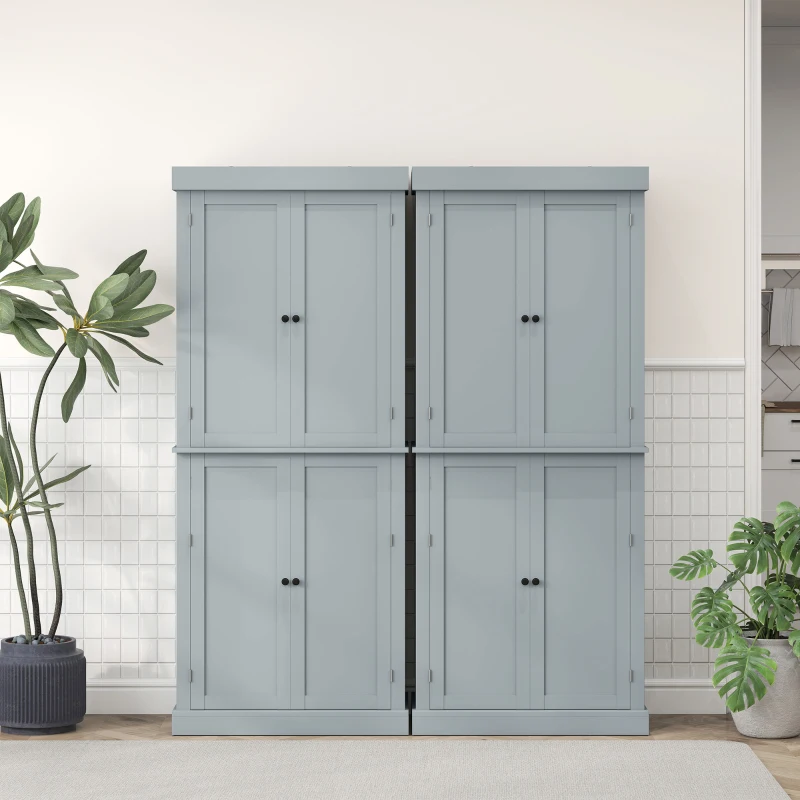 HOMCOM Kitchen cabinet sideboard modern style with cupboard doors, adjustable shelves, 76 x 40.5 x 184 cm, gray