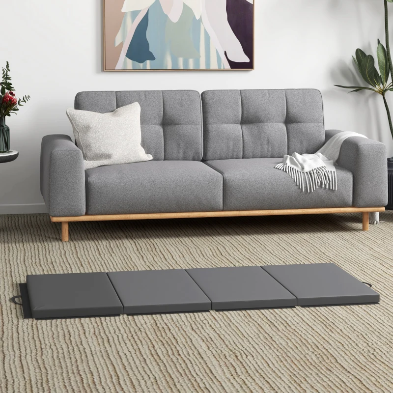 HOMCOM Tappetino da Ginnastica Pieghevole, Materassino Fitness Spesso 5 cm e Antiscivolo, 180x80x5 cm, Grigio