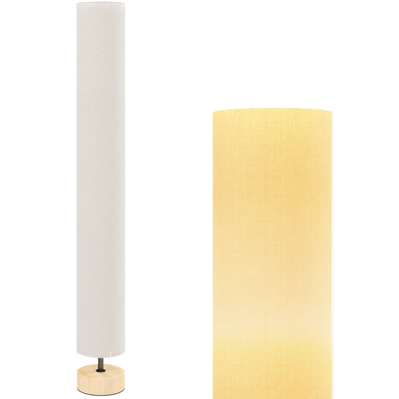 HOMCOM Lampadaire sur pied de salon avec abat-jour en lin, interrupteur à pied, 2 x douille E27, 120 cm, beige