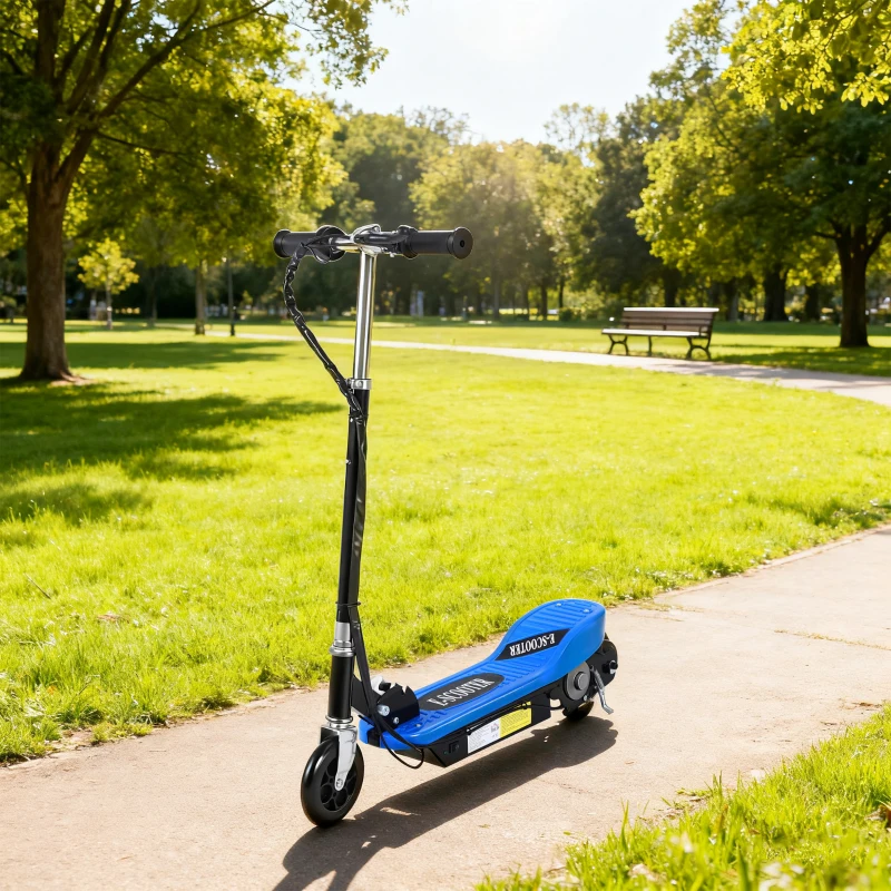 HOMCOM Patinete Eléctrico Plegable para Niños y Adolescentes de +7 Años con Manillar Ajustable en Altura 78x37x87-95 cm Azul