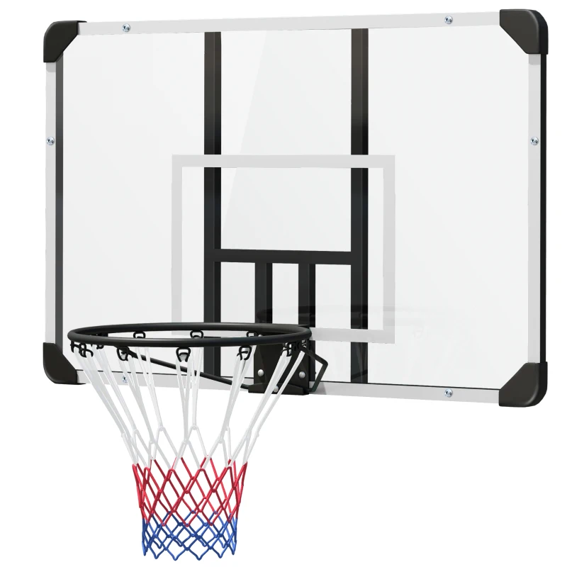 SPORTNOW Wall-mounted basketball hoop with special rim and all-season net for indoor and outdoor use 113x61x73cm white