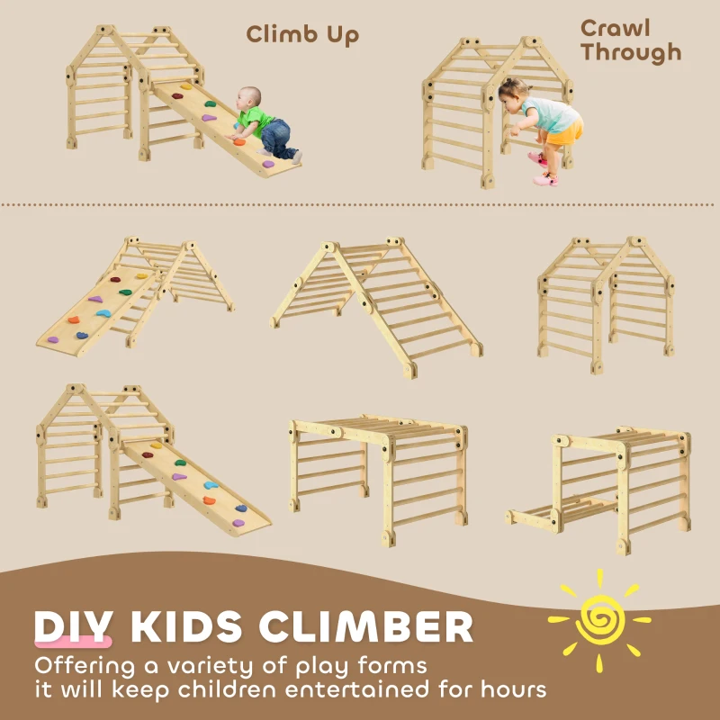 AIYAPLAY 3 in 1 Kids Climbing Set Indoor with Sliding Ramp, Foldable design, Gift for 2-6 Years Old