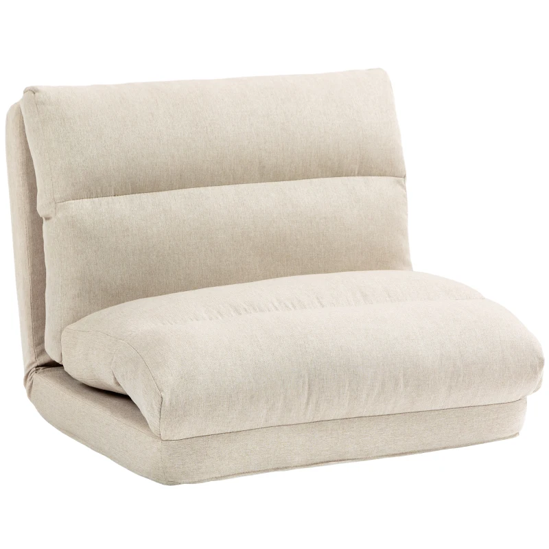 HOMCOM Floor chair lazy sofa convertible to bed reclining 90° à 180° fabric - 70 x 72 x 56 cm - beige