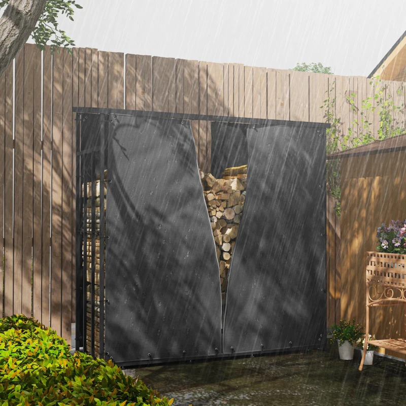 Outsunny Set of two covers for log rack covers for log holders protection from water and UV 600D Oxford fabric black