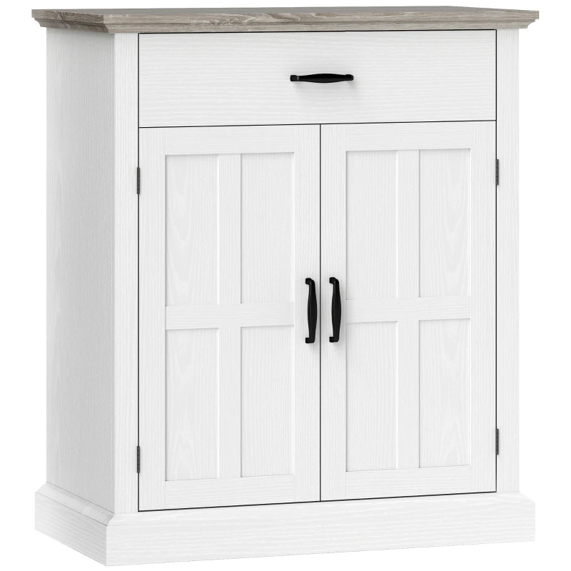 HOMCOM Modern sideboard with 2-door cupboard, drawer and adjustable shelf, 75,2 x 40 x 91,5 cm, white
