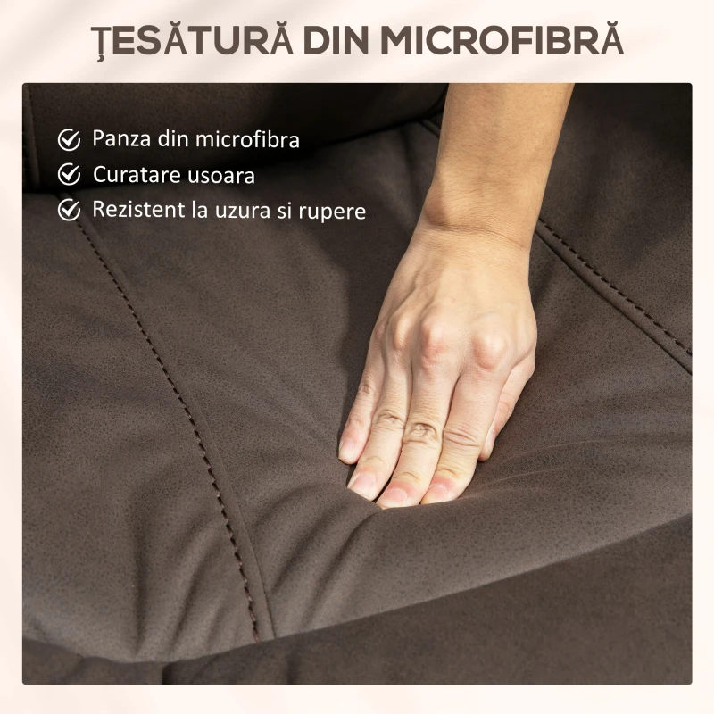 HOMCOM Fotoliu Relax cu inclinare manuala si suport pentru picioare, husa din microfibra si captuseala suplimentara, 97x90x96cm, maro(m-7)