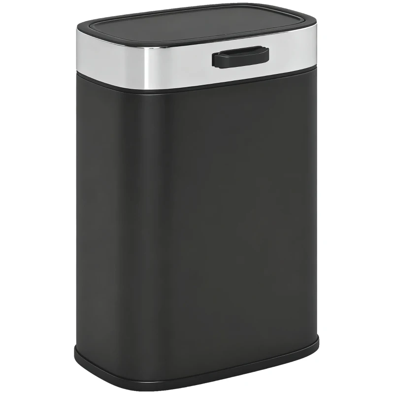 HOMCOM Trash can, stainless steel kitchen bin with stay-open lid, removable inner bucket, 21.5x19.5x30 cm, Black