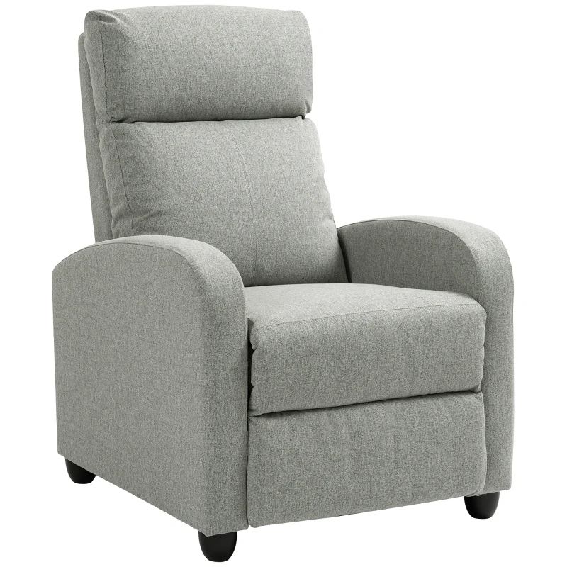HOMCOM 135° Push Back Recliner Armchair, with Footrest - Grey