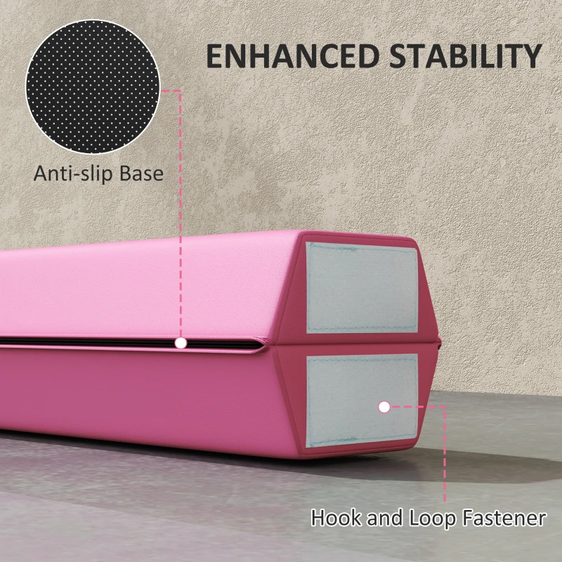 SPORTNOW 7.7ft Folding Gymnastics Beam, Floor Balance Beam for Kids with Anti-Slip Base, Gymnastics Equipment for Home, Pink