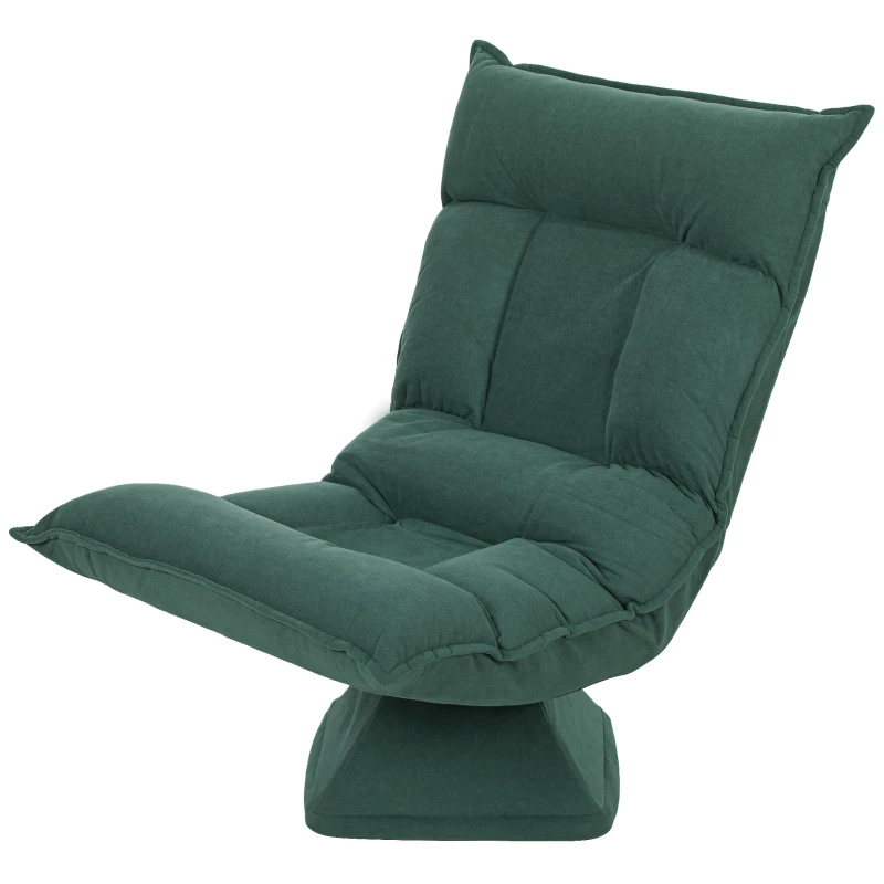 HOMCOM Floor armchair with 5-position adjustable backrest, swivel, modern upholstered chair, Green