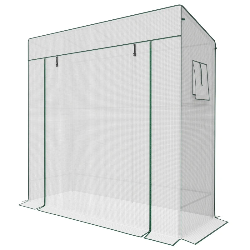 Outsunny PE Cover Walk-in Outdoor Greenhouse, White