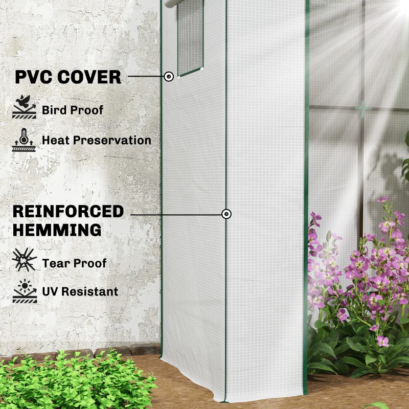 Outsunny PE Cover Walk-in Outdoor Greenhouse, White
