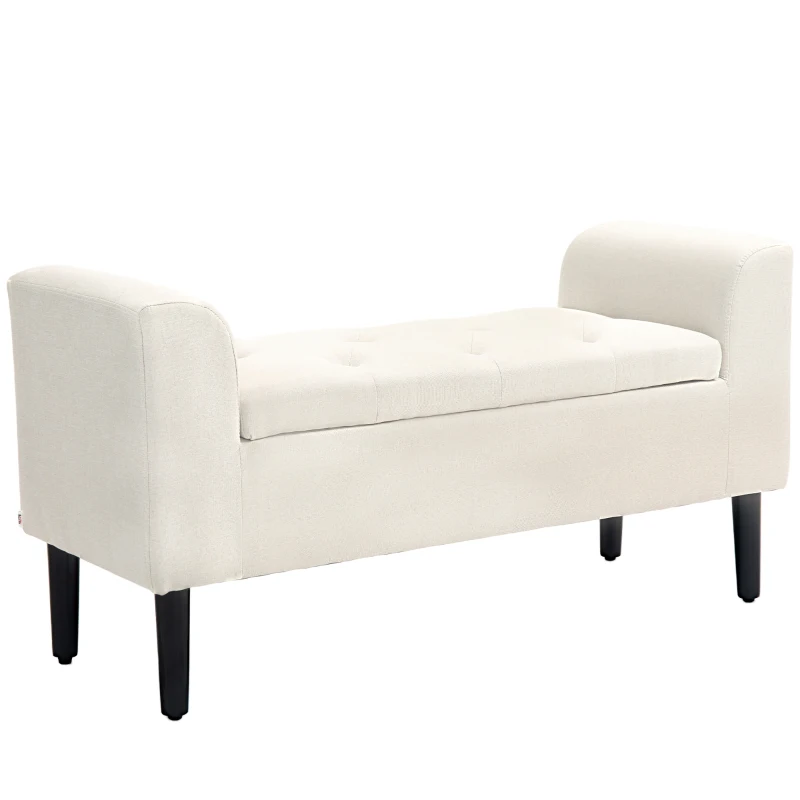 HOMCOM Tufted storage bench with armrests for the bedroom, entryway, living room, beige