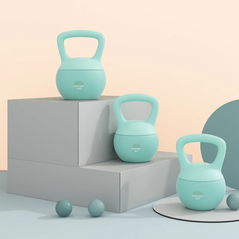 SPORTNOW Kettlebell 6 kg with non-slip handle for fitness, strength training & cardio, 19 x 19 x 28 cm green