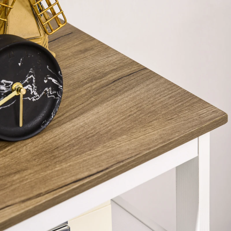 HOMCOM Kitchen sideboard storage cabinet 2 doors drawer adjustable shelf open compartment 76,6 x 35 x 81,5 cm brown oak