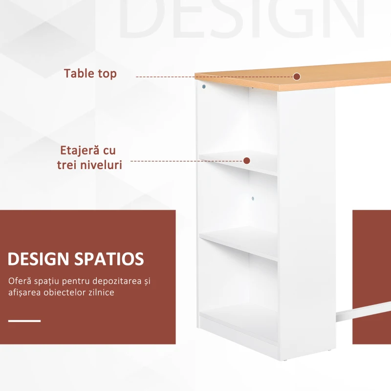 HOMCOM masa tip bar, pentru bucatarie, 115x55x100cm, alb(m-4)