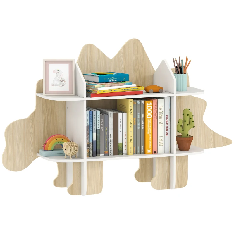 AIYAPLAY Libreria per bambini, porta giocattoli e libri, 6 scomparti 120x28x72,2cm Legno naturale