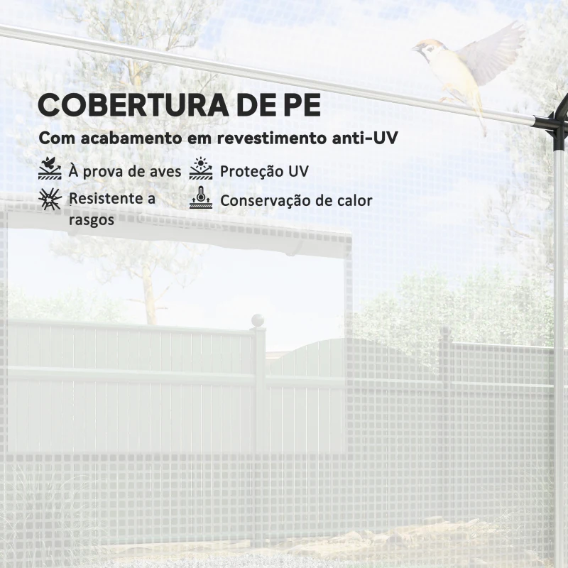 Outsunny Estufa tipo Túnel 2x3x2 m Estufa de Exterior com 4 Janelas de Malha e Porta com Fecho de Correr Estufa para Cultivos Anti UV Branco