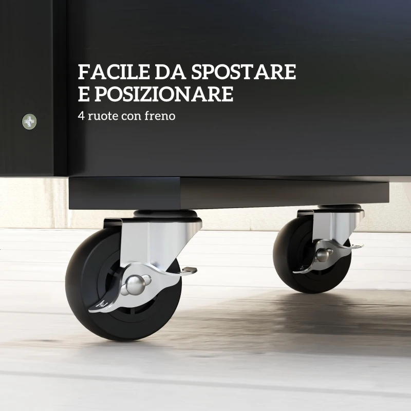 Outsunny Fioriera da Giardino con Foro di Drenaggio e Rotelle, in Legno di Abete, 89x48x47 cm, Nera