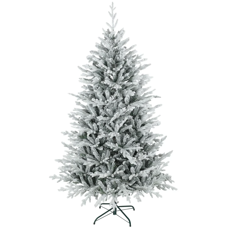 HOMCOM Artificial Christmas Tree 180 cm artificial fir tree with snow, 1976 tips for indoor