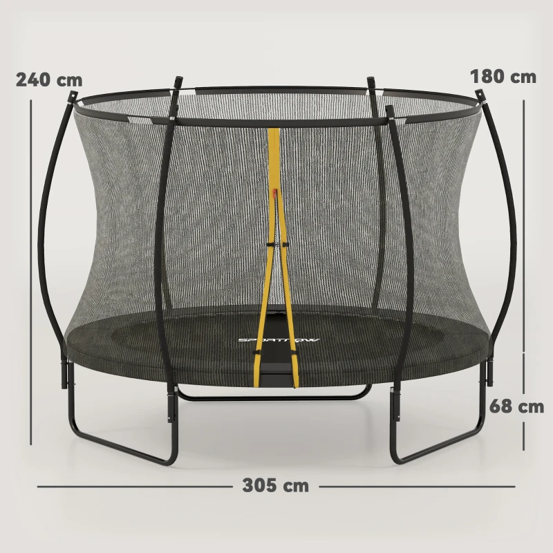 SPORTNOW 10ft Outdoor Trampoline with Enclosure Net, Spring Cover, Black