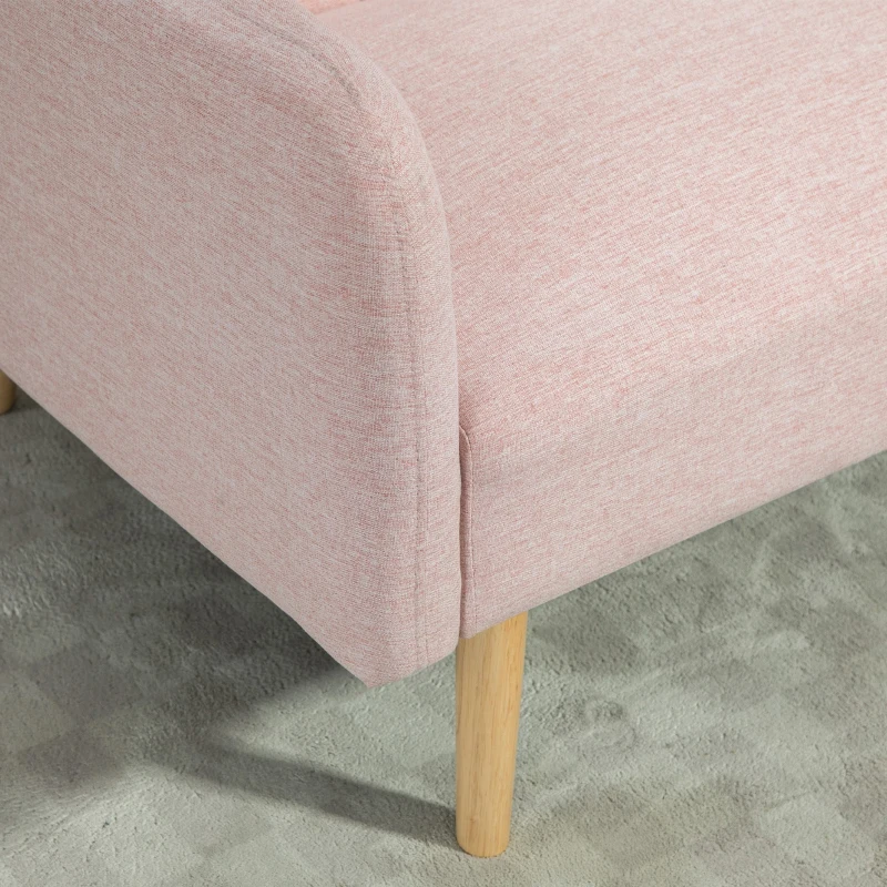 HOMCOM 2-Seater Convertible Sofa Scandinavian Design 3-Position Reclining Backrest Wood Legs Linen-Look Fabric Pink