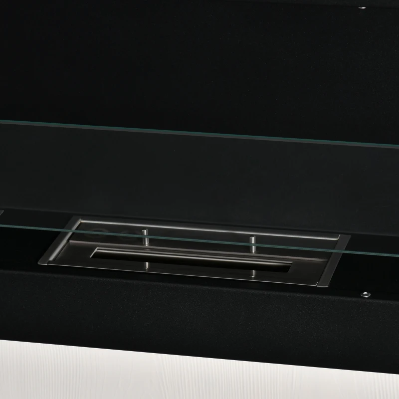 HOMCOM Cheminée bioéthanol Murale encastrable 3 brûleurs 3 L au total, environ 3 h de durée de combustion, dims. 120L x 15l x 40H cm, acier inox noir(m-10)