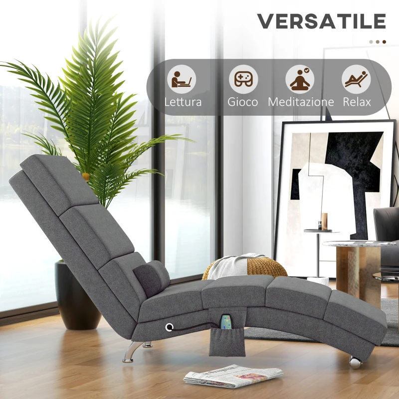 HOMCOM Poltrona Massaggiante con 8 Punti Vibranti e Riscaldamento, 5 Modalità, Timer e Telecomando, Grigio