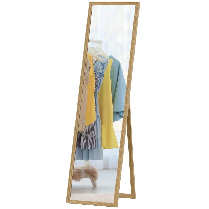 HOMCOM Rectangular freestanding floor mirror for dressing room living room bathroom hallway 40 x 47 x 147 cm natural