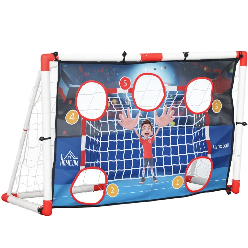 HOMCOM Outdoor Kids' Handball Goal 5 Target Zones Inflatable Handball Pump 116 x 48 x 76 cm White