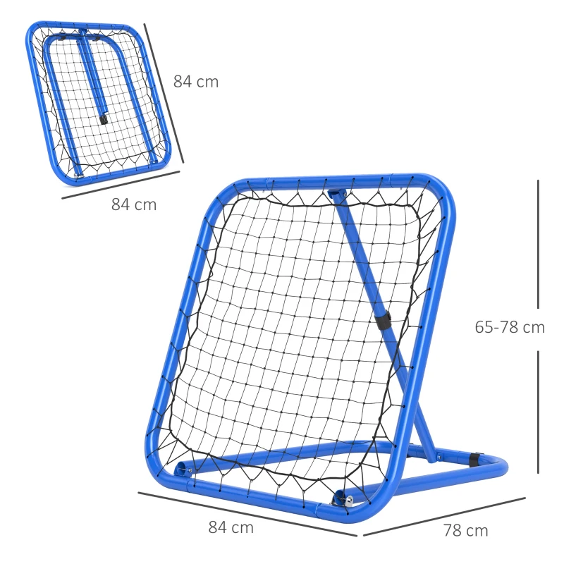 HOMCOM Soccer Rebounder Net, Foldable, Rebound Wall, Adjustable in 5 Steps, Metal, 78 x 84 x 65-78 cm, Blue