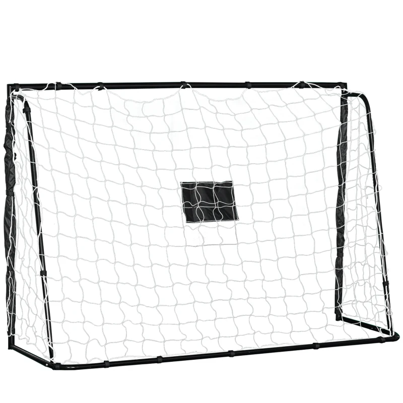 HOMCOM Soccer goal soccer cage metal frame PE net pegs & tool included dim. 186L x 62l x 123H cm black white