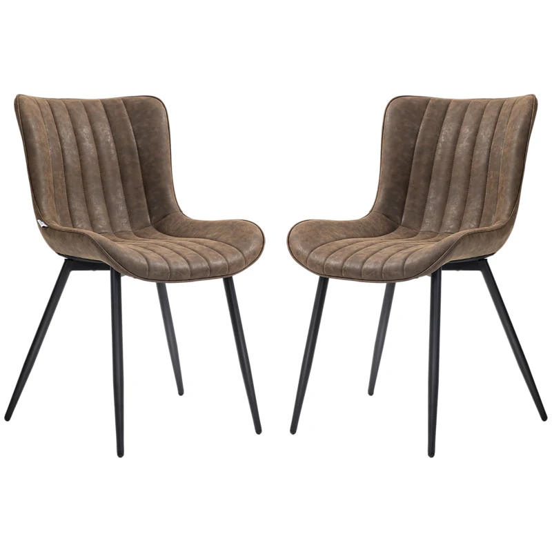 HOMCOM Set of 2 modern tufted dining chairs for living room, dining room, bedroom, brown