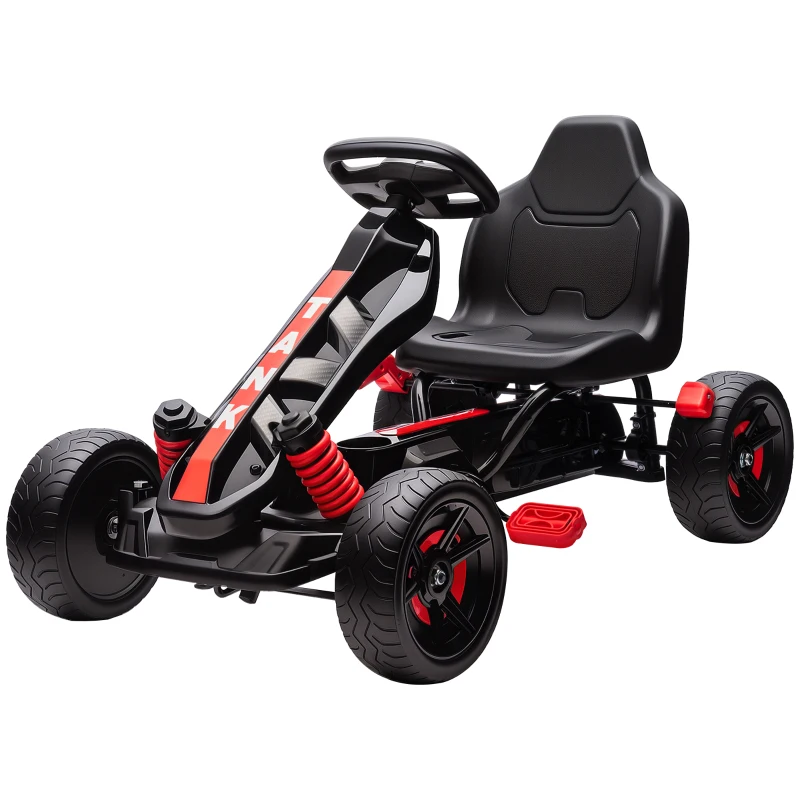 AIYAPLAY Pedal Go Kart for Kids Aged 3-6 Years, with Freewheel System, Brake, EVA Anti-Slip Wheels, Red