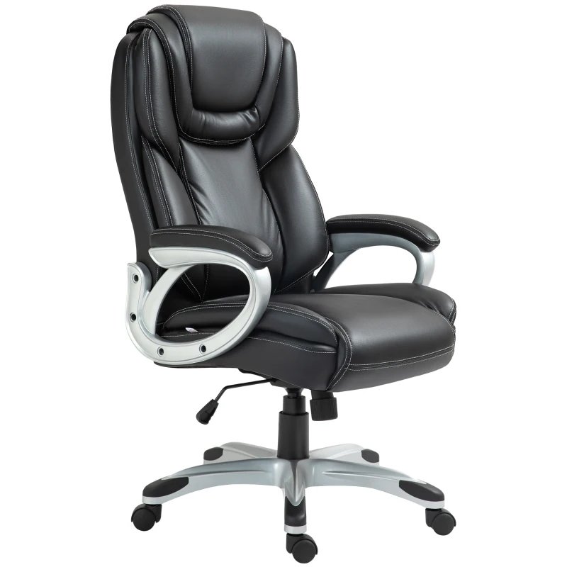 HOMCOM Office chair desk chair with rocking function 360° swivel casters 66 x 75.5 x 115.5-124.5 cm black
