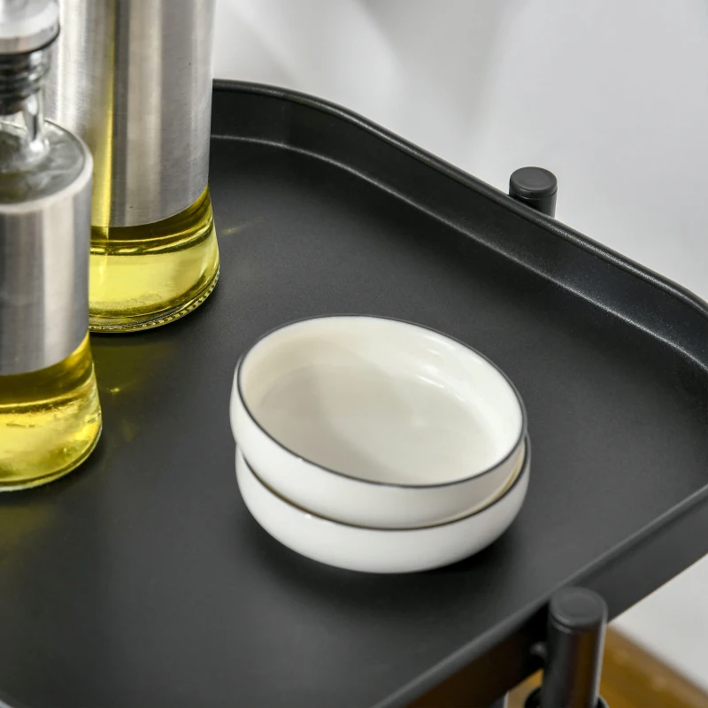 HOMCOM 4-Basket Rotating Vegetable & Fruit Cart on Wheels, Top Tray, Wire Steel Shelf, 33x33x77 cm, Black