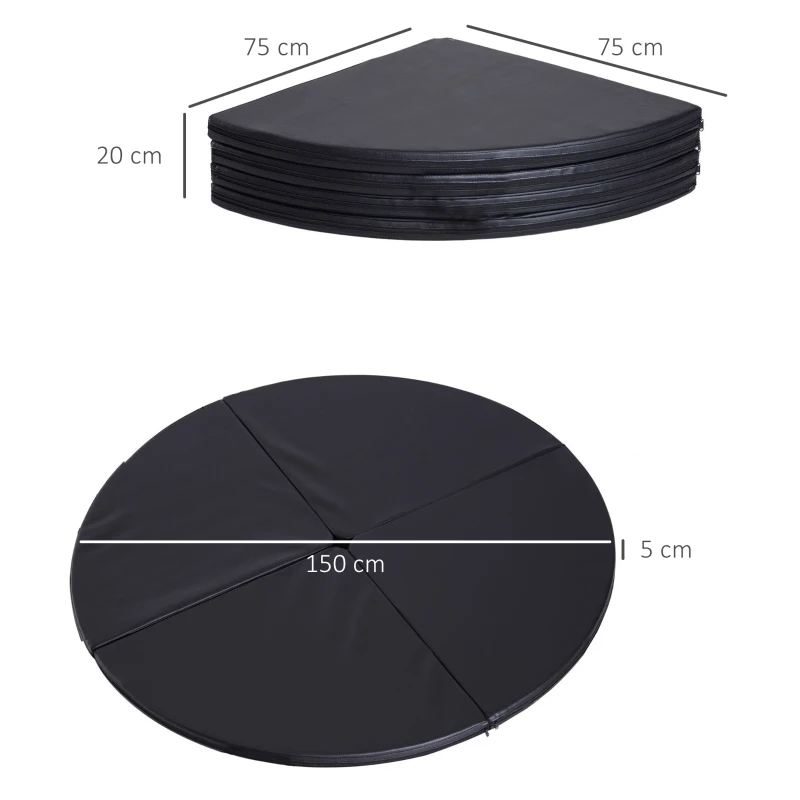 HOMCOM Folding pole dance mat pole dance mat Ø 150 cm thickness 5 cm black plastic surface