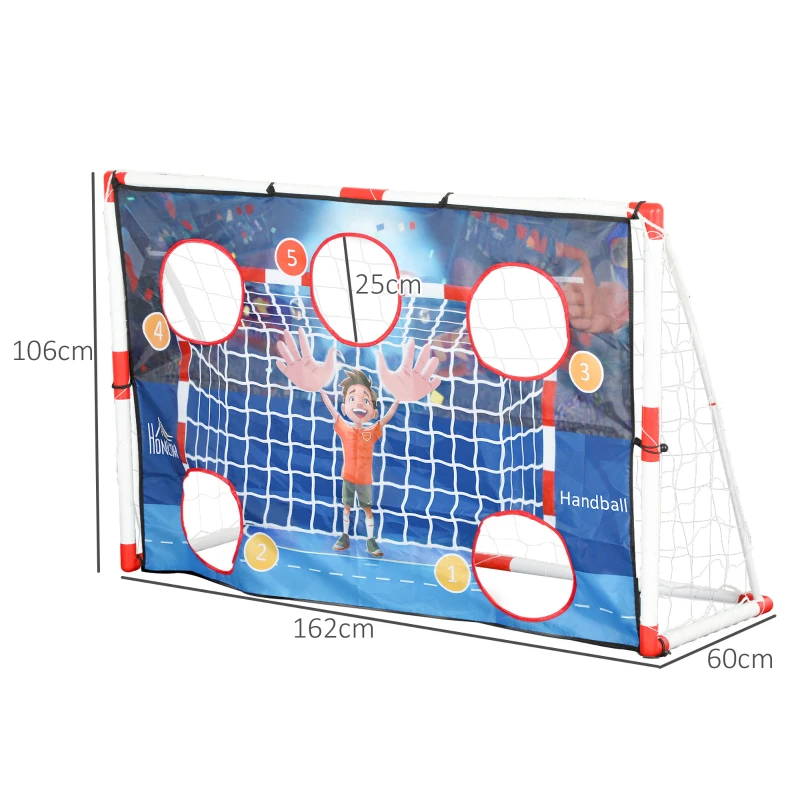 HOMCOM Kids' Outdoor Handball Goal 5 Target Zones Inflatable Handball Pump 162 x 60 x 106 cm White