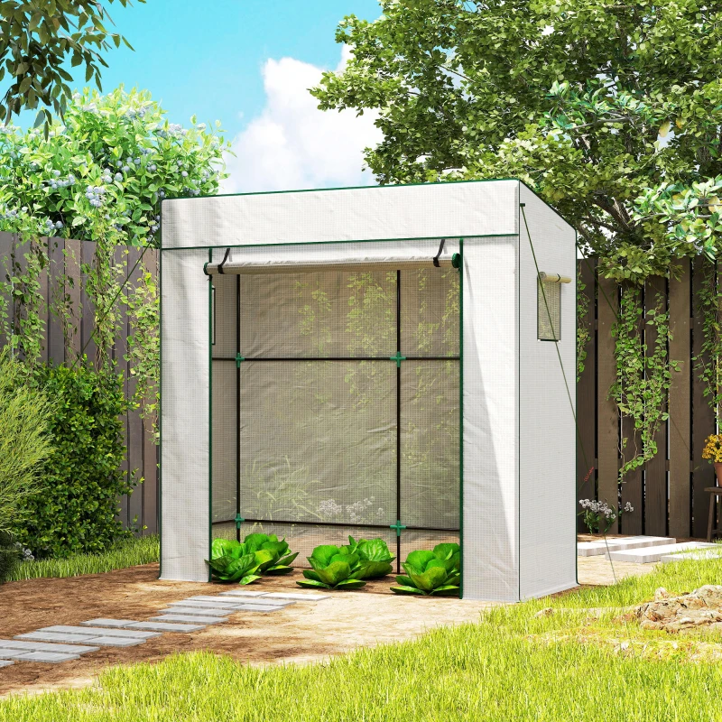 Outsunny PE Cover Walk-in Outdoor Greenhouse, White