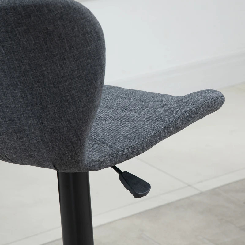 HOMCOM Set of 2 Bar Stools Curved Buttoned Back Design Adjustable Seat Height 61-81 cm 360° Swivel Footrest Velvet Gray